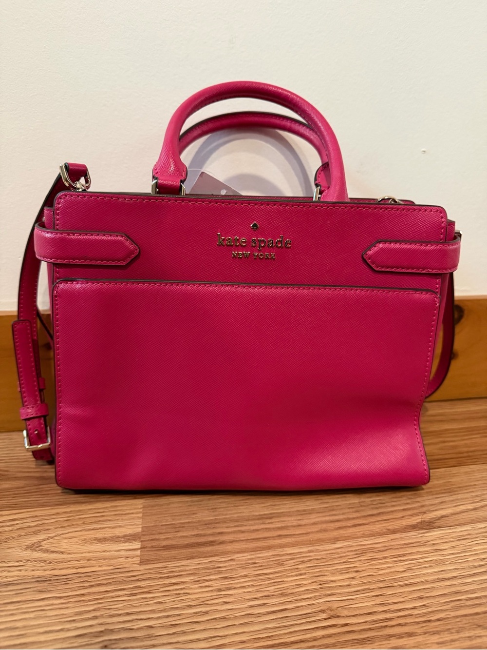 NWT kate spade Bright Pink Leather Medium Satchel with Top Handles